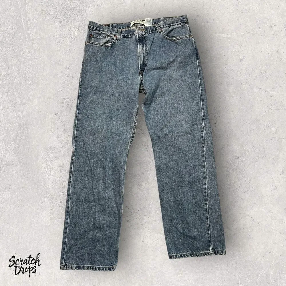 Levi's 505 Regular Fit Men Jeans W40 x L32 Classic Blue Denim Pants Comfortable - Picture 1 of 4